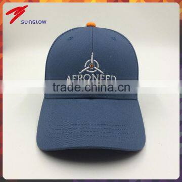 wholesale customize 100% cotton 6 panel blue baseball cap with embroidery logo