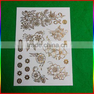 metallic gold flowers tattoo/flash tattoo sticker