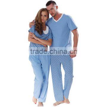 OEM Service Products Adults 95 Cotton 5 Spandex V Neck Crewneck Printed Home Suits Adults Pajama Sets For Men Women