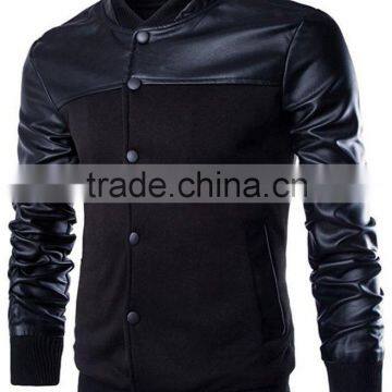 varsity bomber jacket with leather panel expensive but super fine elite class quality