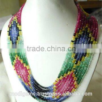 Multi Sapphire Faceted Beads