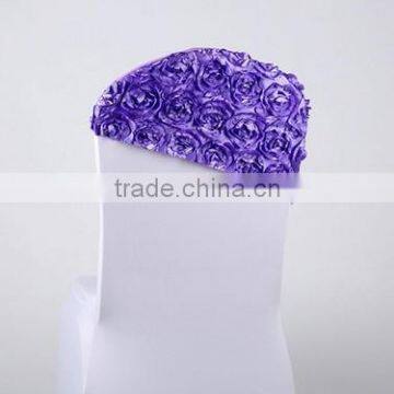 Fashionable Cheap Wholesale Spandex Satin Rosette Chair Cover Chair Cap/ Chair Hood for photo-3