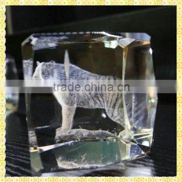 Personalized Clear 3D Crystal Tiger Engraved For Office Gifts