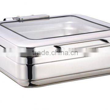 GW-232B-GL 6L Stainless Steel New Glass Induction Chafing Dish with Hydraulic Hinge