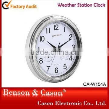 Cason weather station wall clock with temperature trend