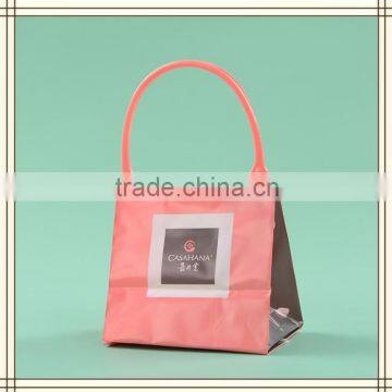 Fashional design square bottom gift bag with hard plastic handles