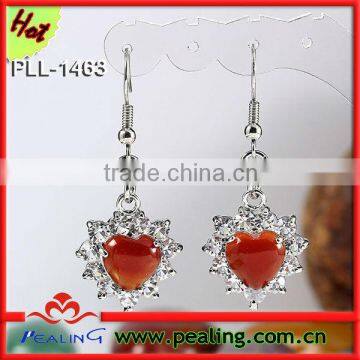 Amazing Heart of Red Agate Silver Gemstone Earring