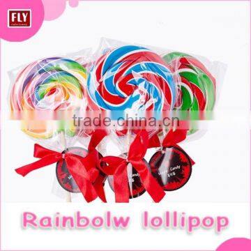 Christmas Decoration Candy , Colorful Swirl Flat Lollipops