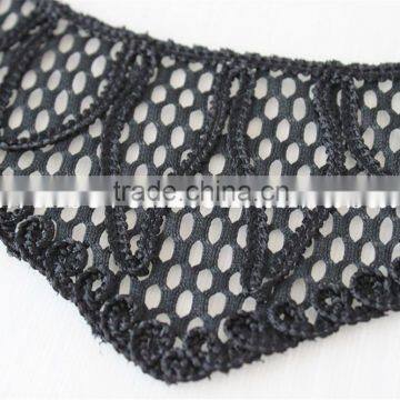 New Arrival White and Black Flower Pattern Embroidery Collar Lace Applique for Lady Garment photo-2