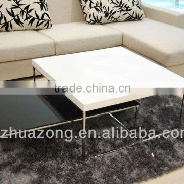 Modern White With Black High Gloss MDF Coffee Table Set