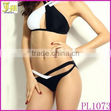 Sexy Women Bikini Set Contrast Cross Strap Push Up Padded Swimwear Swimsuits Beachwear Hit Color Black White Swimsuits Bikinis