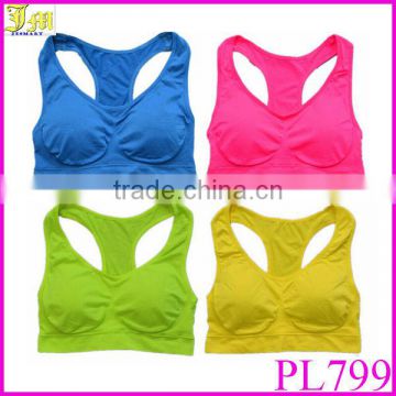 Candy Color Sports Women's Stretch Racerback Bra Padded Yoga Exercise GymTank Top Vest Seamless