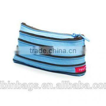Funny and Playful Bright Pencil Pouch Pencil Case - Ocean Blue & Soft Brown