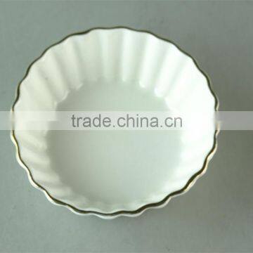 Wholesale Stock White Round Ceramic Dish With Silver Line in Good Quality and Reasonable Price photo-2