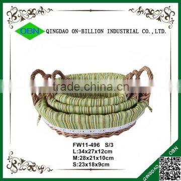 Sets Cheap Handmade Wicker Bread Basket With Liner photo-2