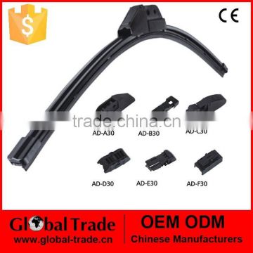 Universal Type Flat Wiper With Multi-Adapter.DOUBLE Spring Steel. 6 Adaptors P0006