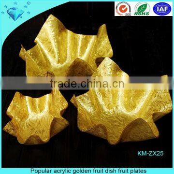 Popular acrylic golden fruit dish fruit plates