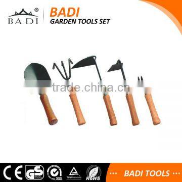 5pcs wood handl garden bonsai tool set with shovel hoe cultivator weeder