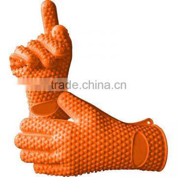 Non-Slip Food Grade Oven Mitts, Pot Holder for Cooking, Baking, Barbeque (BBQ), Cooking 5-Finger Protective Kitchen Gloves