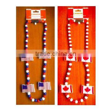 Custom flag printed independence day party supplies plastic beads led light up necklace July 4th