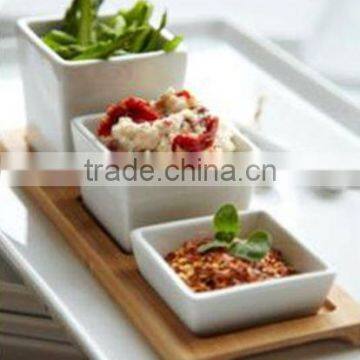 2017 bamboo rectangular sushi plate with ceramic bowl