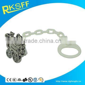 Die Casting Zinc Alloy Material Baby Carriage Shape Baby Pacifier Clip With Plastic Chain photo-3
