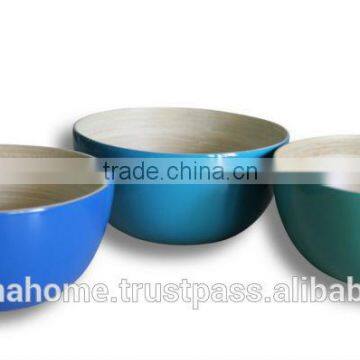 Round Colored Lacquer Bamboo Salad Bowl photo-3