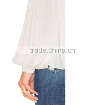 Long Sleeve Casual White Blouse For Middle Aged Women photo-4