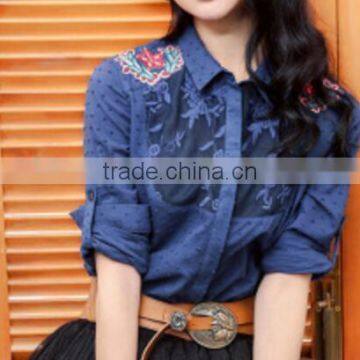 stock blouses for ladies'Blouse with embroidery shirt