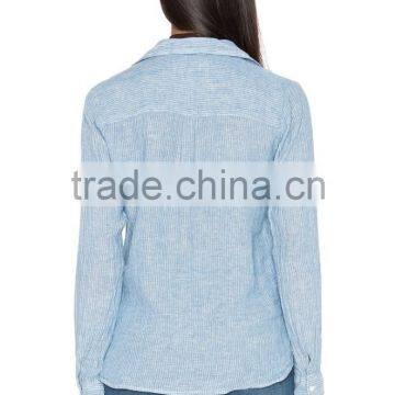 2016 Latest Girls Linen Shirt Fashion Design OEM Service photo-3