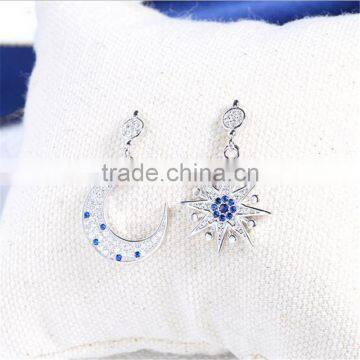 Star and Moon Shape Girl 925 Silver Earring, CZ Zircon Earring Jewelry, Earring Silver 925 photo-2