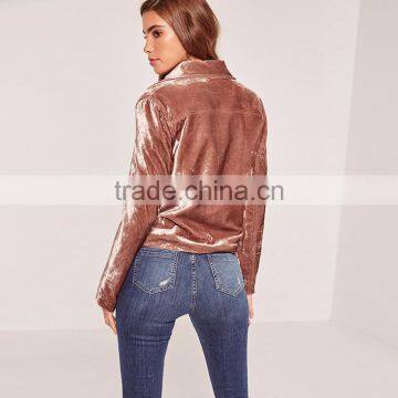 HAODUOYI Autumn Women Coat Solid Zipper Pocket Long Sleeve Biker Jacket photo-5