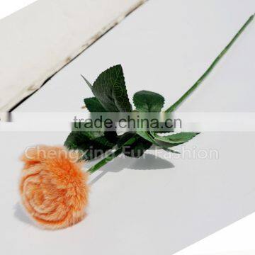 CX-A-69A Red Rose Rex Rabbit Fur Flowers Hand-made Flower Livingroom Decoration photo-5