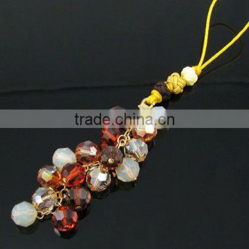 fashion crystal bead mobile charm, high quality Korea crystal cell phone accessories, color crystal bead mobile accessories