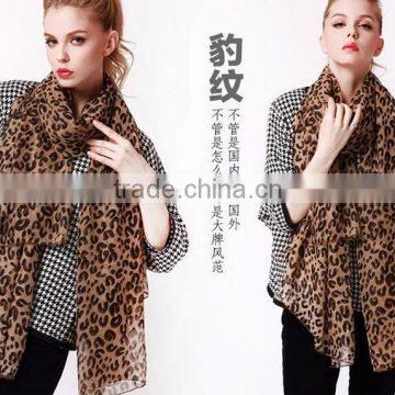 cheap wholesale ladies printed chiffon georgette leopard scarf