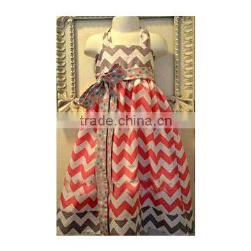 Boutique Baby Clothing Summer Chevron Dress Custom Girl Halter Dress Vintage Stitches Dress