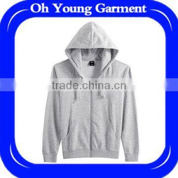 cool plain gray hoodies for men with thick strings customized cotton fleece sweatshirts sleeve printing logo