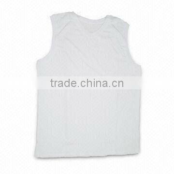 White Mens' T-shirt, Made of 100% Cotton, with Round Neck, Customized Sizes are Welcome