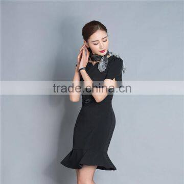 OEM Summer Pencil Elegant Airline Stewardess Uniform Fish Tail Career Dress photo-3
