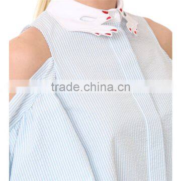 Spring Half Sleeve Voluminous High-low Hem High Neck Blouse Designs photo-4