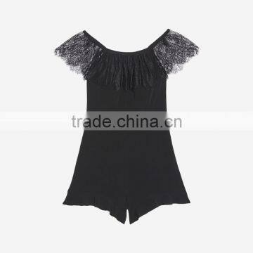 2017 OEM Women Sexy Off-shoulder Lace Neckline and Sleeves Playsuit photo-6