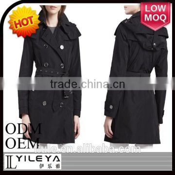 2015 latest trenchcoat black cheap women half coat