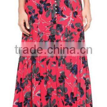 2016 Designed for Fashion Women Trumpet Hem Printed Slit Skirt Ladies'maxi Skirt OEM