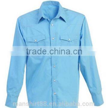 Thick Solid Fabric Double Pocket Mens Casual Shirts photo-3