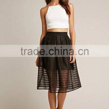 2017 Guangzhou Shandao Summer Oem Service New Design Fashion Black Net Women A-line Midi Skirt photo-5