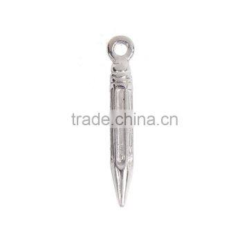 Zinc Based Alloy 3D College Jewelry Charms Pencil Silver Tone 3D