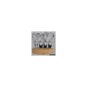 Sell 4pcs Wine Stopper Set in Wooden Stand