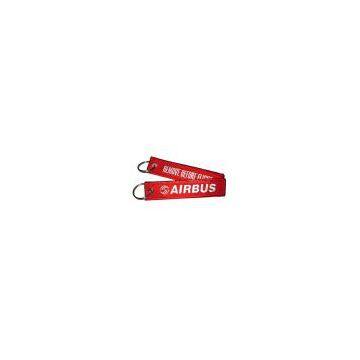 remove before flight keychains/keyring/key rings/key chains,Embroidered remove before flight keytags