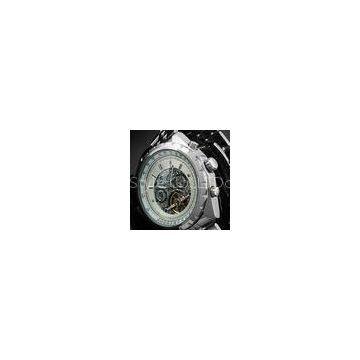 Steampunk Silver Dial Tourbillon Automatic Watch Big Case For Male