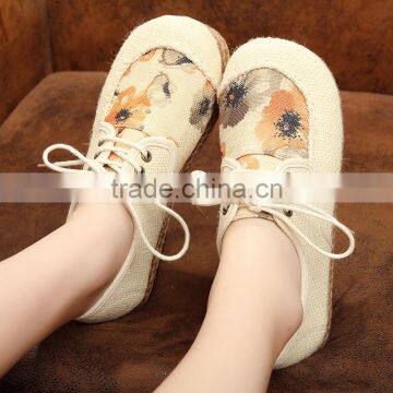 ink painting women homemade linen sandals comfortable fisherman shoe folk slippers/Chinese ethnic flavor casual linen shoes